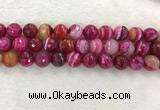 CAA2223 15.5 inches 14mm faceted round banded agate beads