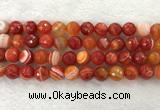 CAA2230 15.5 inches 14mm faceted round banded agate beads