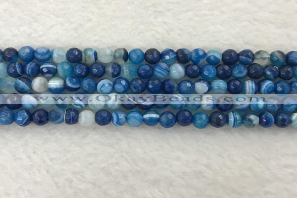 CAA2257 15.5 inches 6mm faceted round banded agate beads