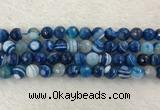 CAA2259 15.5 inches 10mm faceted round banded agate beads