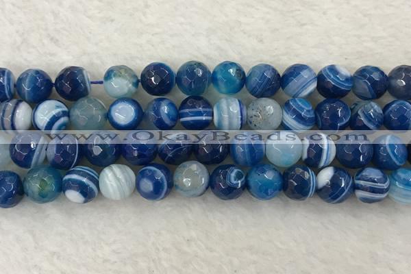 CAA2260 15.5 inches 12mm faceted round banded agate beads