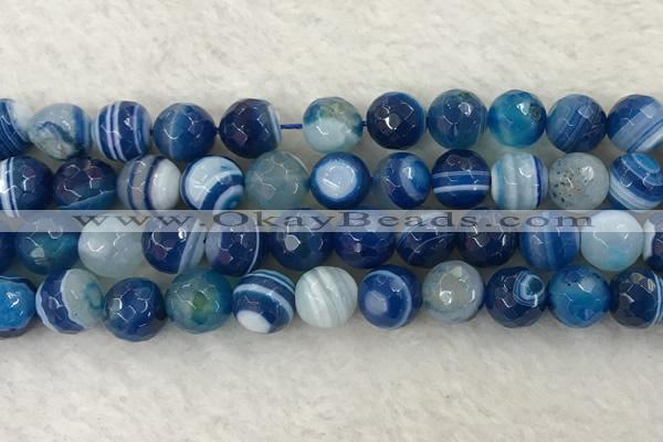 CAA2261 15.5 inches 14mm faceted round banded agate beads