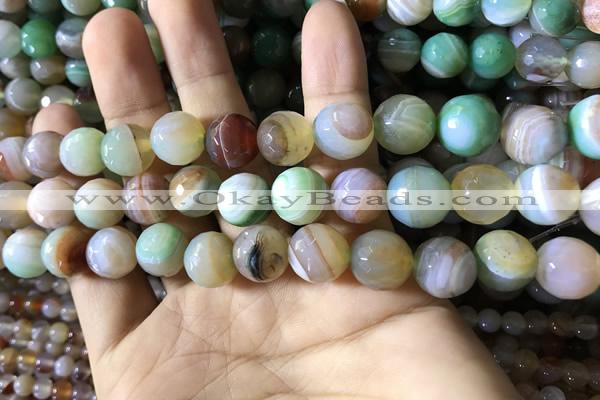 CAA2267 15.5 inches 12mm faceted round banded agate beads