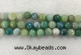 CAA2282 15.5 inches 14mm faceted round banded agate beads