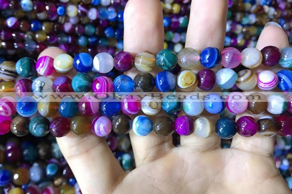 CAA2294 15.5 inches 8mm faceted round banded agate beads