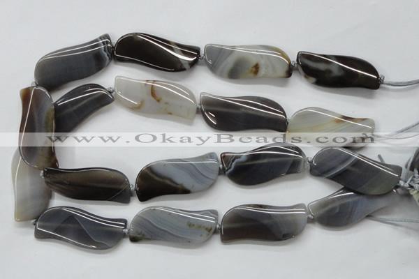 CAA236 15.5 inches 18*46mm marquise grey line agate beads