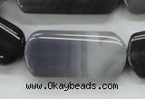 CAA238 15.5 inches 20*40mm rectangle grey line agate beads