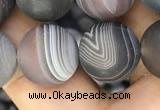 CAA2396 15.5 inches 14mm round matte Botswana agate beads wholesale