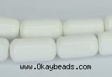 CAA24 15.5 inches 10*20mm cylinder white agate gemstone beads