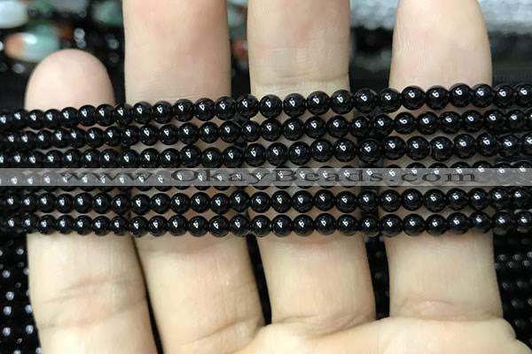 CAA2401 15.5 inches 3mm round black agate beads wholesale