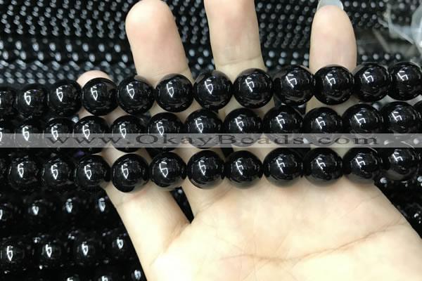 CAA2406 15.5 inches 12mm round black agate beads wholesale