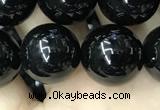 CAA2407 15.5 inches 14mm round black agate beads wholesale