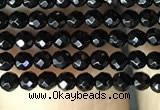 CAA2413 15.5 inches 2mm faceted round black agate beads wholesale