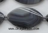 CAA243 15.5 inches 26*43mm twisted marquise grey line agate beads