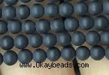 CAA2445 15.5 inches 2mm round matte black agate beads wholesale