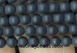 CAA2446 15.5 inches 3mm round matte black agate beads wholesale