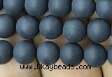 CAA2448 15.5 inches 6mm round matte black agate beads wholesale