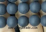 CAA2449 15.5 inches 8mm round matte black agate beads wholesale