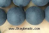 CAA2453 15.5 inches 16mm round matte black agate beads wholesale