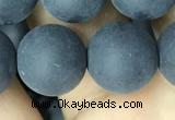 CAA2454 15.5 inches 18mm round matte black agate beads wholesale