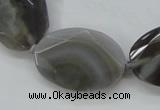 CAA247 15.5 inches 22*32mm faceted oval grey line agate beads