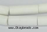 CAA25 15.5 inches 10*30mm cylinder white agate gemstone beads