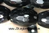 CAA2505 15.5 inches 15*20mm faceted rice black agate beads wholesale