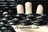 CAA2506 15.5 inches 10*30mm faceted rice black agate beads wholesale