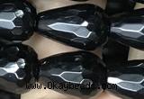 CAA2513 15.5 inches 8*12mm faceted teardrop black agate beads