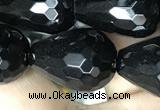 CAA2517 15.5 inches 15*20mm faceted teardrop black agate beads