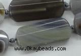 CAA253 15.5 inches 16*30mm faceted rectangle grey line agate beads