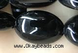 CAA2539 15.5 inches 12*16mm oval black agate beads wholesale