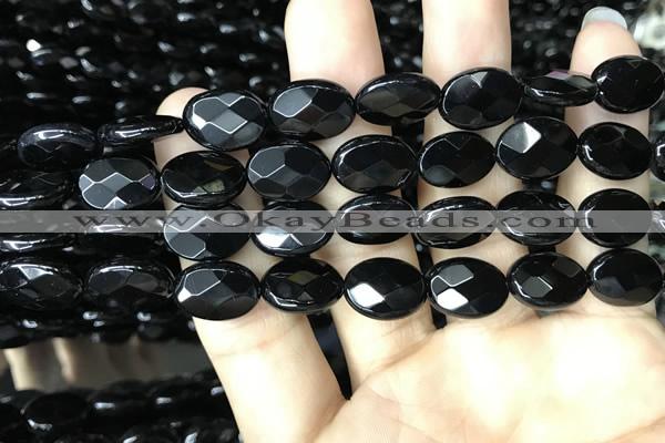 CAA2592 15.5 inches 10*14mm faceted oval black agate beads wholesale