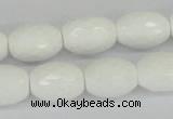 CAA26 15.5 inches 12*16mm faceted rice white agate gemstone beads