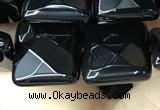 CAA2611 15.5 inches 16*16mm faceted square black agate beads