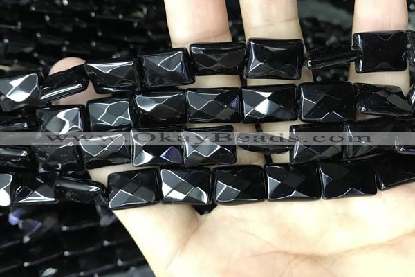 CAA2620 15.5 inches 12*16mm faceted rectangle black agate beads