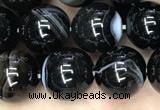 CAA2638 15.5 inches 10mm round banded black agate beads wholesale