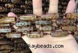 CAA2664 15.5 inches 10*28mm - 11*30mm rice tibetan agate dzi beads