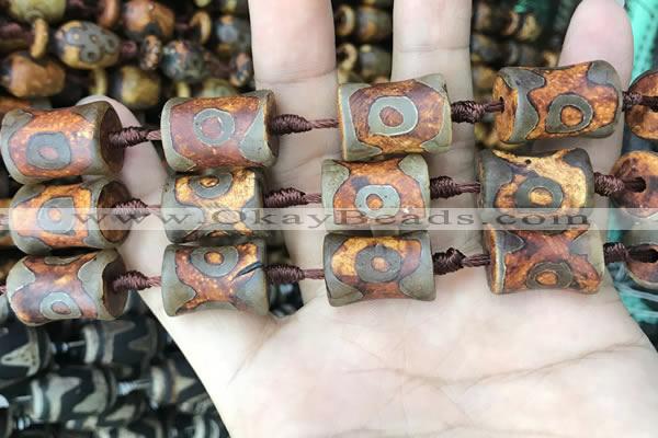 CAA2684 15.5 inches 14*19mm - 15*20mm bone tibetan agate dzi beads