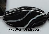 CAA269 15.5 inches 30*55mm oval black line agate gemstone beads