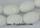 CAA27 15.5 inches 15*20mm faceted rice white agate gemstone beads