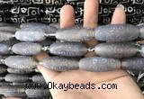 CAA2713 15.5 inches 14*38mm - 16*43mm rice tibetan agate dzi beads