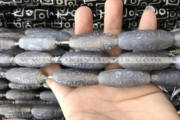 CAA2713 15.5 inches 14*38mm - 16*43mm rice tibetan agate dzi beads