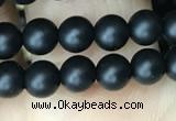 CAA2761 15.5 inches 4mm round matte black agate beads wholesale