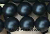 CAA2763 15.5 inches 8mm round matte black agate beads wholesale