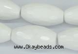 CAA28 15.5 inches 15*30mm faceted rice white agate gemstone beads