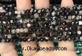 CAA2813 15 inches 4mm faceted round fire crackle agate beads wholesale