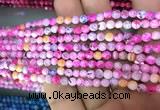 CAA2833 15 inches 4mm faceted round fire crackle agate beads wholesale