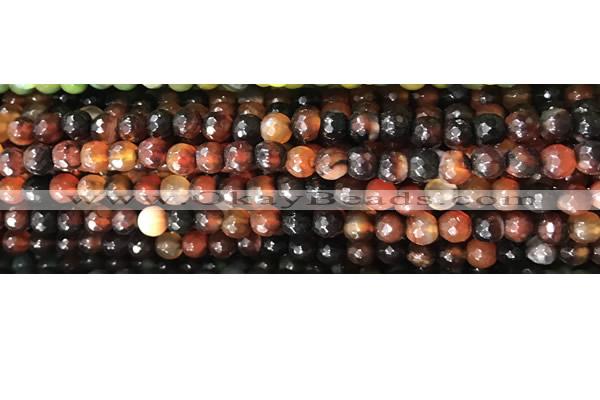 CAA2882 15 inches 6mm faceted round fire crackle agate beads wholesale