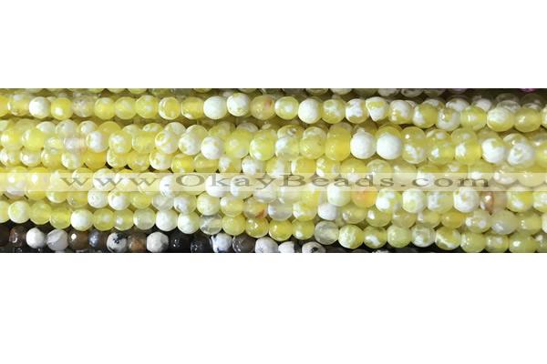 CAA2893 15 inches 6mm faceted round fire crackle agate beads wholesale